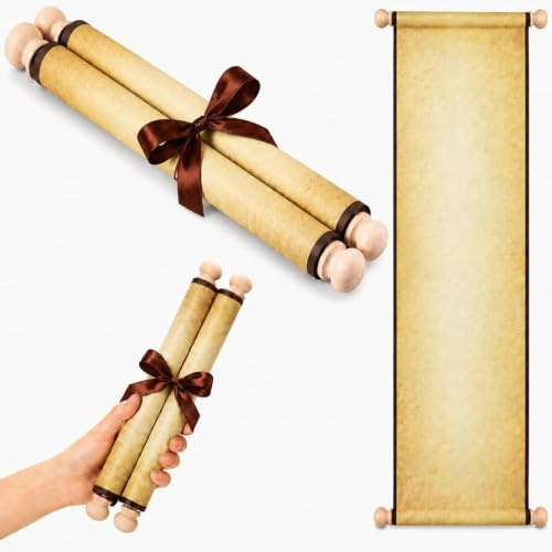 Makevivi 1 x Blanko-Papier mit Holzstäben, für freche oder schöne Listen, Schreiben, Hochzeitsgelübde, Einladungen, Liebesbriefe, Cosplay-Requisiten, Renaissance, 18 x 77,5 cm
