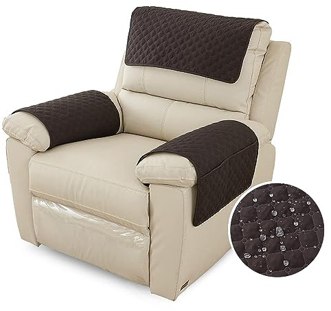 FANSU Sesselschoner Für Relaxsessel Mit Armlehnen, Sesselbezug Mit Taschen Für Fernsehsessel, Wasserdicht & rutschfest Möbelschutz für Sofa, Stuhl (1 Sitzer,Schwarz)