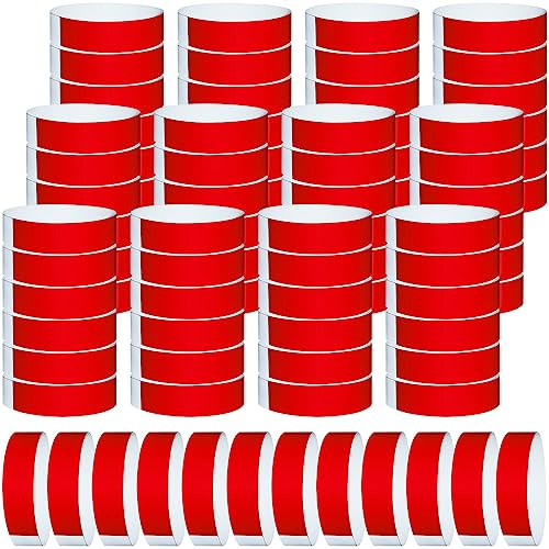 1200 Pcs Plastic Paper Wristbands for Events Neon Color Wrist Bands Concert Identification Wristbands Paper Bracelets Wristbands Party Hand Bands (Red)