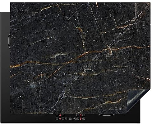 KitchenYeah© Copri Piano Cottura Induzione Coprifornelli Fornello Proteggi | 65x52 cm - Tutto per la Cucina Fornelli Marmo - Nero - Oro - Grigio - Struttura in marmo