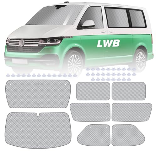 MaxEarn Interne Thermo-Windschutzscheibenabdeckung für VW T4 LWB, 8 Stück Luxus-Isolierung, Verdunkelung, Sichtschutz, Windschutzscheiben-Sonnenschutz & Winterisolierung