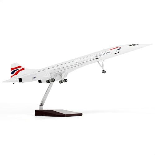 QIYUMOKE 1:125 Concorde British Flugzeugmodell Metall mit Ständer