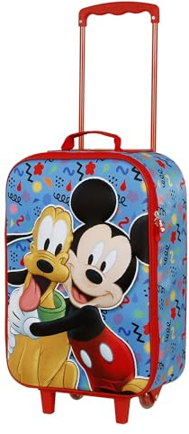 Disney-Maleta Trolley Soft 3D, 17 x 33 x 52 cm, Capacidad 26 L, Azul Mickey Mouse