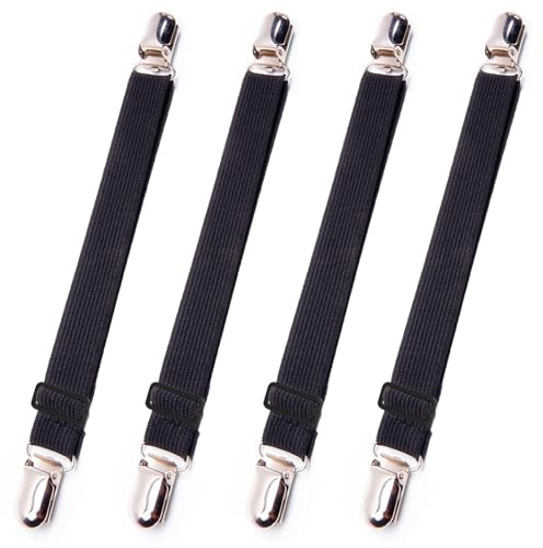 DIAONIAN 4 Stück Lakenspanner,Bettlakenspanner,Bettlaken Spanner,Spanner für Bettlaken,Bettlaken Spanngurte,Betttuchspanner,Bettlakenspanner Verstellbar,für Bettlaken,Sofa,30cm-100cm (Schwarz)