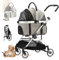 Nastarki Poussette pour Chien Pliable Chariot pour Chat à 4 Roues 2 en 1 Poussette Animal pour Animal de Compagnie de Moins de 20 Kg avec Panier de Rangement (Gris)