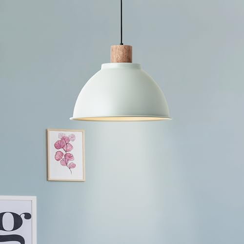 Lightbox moderne Hängelampe in Hellgrün - 120 cm, Ø 38 cm - skandinavische | Hängelampe, kürzbar, 120 cm Höhe, Ø 38 cm, E27, max. 60 W, hellgrün
