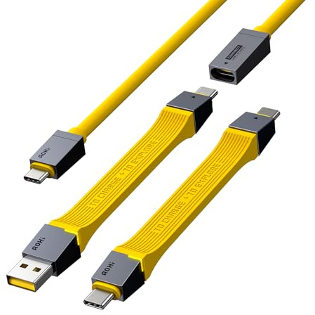 AOHI Juego de cables USB 4 en 1 de 240 W para cable Thunderbolt 4, compatible con cable de carga rápida PD3.1 tipo C, transferencia de datos de 40 Gbps, pantalla HD 8K para iPhone 15/MacBook Pro