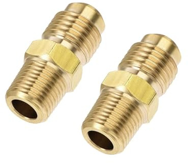 TOP-VIGOR Messing-Rohrverschraubung, 1/4 SAE-Außengewinde auf 1/8 NPT-Innengewinde, Schlauchadapter für Klimaanlage, Kühlung, 2 Stück