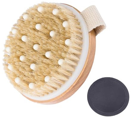 Dry Brushing Body Brush Lymphatic Drainage Brush, Dual-use Dry and Shower with Natural Bristles, GOZINA Exfoliating for Massage, Remove Dead Skin and Cellulite