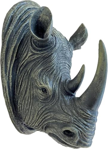 Rhino Wall Sculpture hanging Animal Head statue Plaque Ornament art indoor Home decoration Rhinoceros Decorative Figure, Outdoor garden Statue Decor Gifts