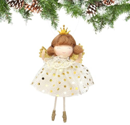 Adornos De Muñeca De Ángel De Navidad,Muñeca De Ángel De Navidad | Colgante de muñeco de ángel navideño con corona - Colgante hecho a mano del ángel del árbol de Navidad de la muchacha de la burbuja p