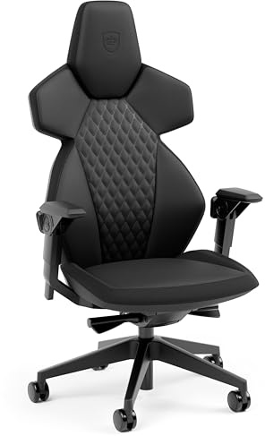 noblechairs Dawn Gaming Stuhl Schwarz – Ergonomischer Schreibtischstuhl mit klappbaren Armlehnen, Synchronmechanik, Kunstlederbezug, Lordosenstütze, Universalrollen
