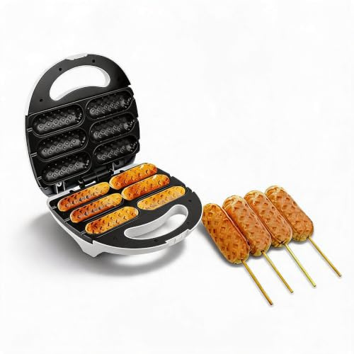 Corn Dog Maker, Corn Dog Waffel Maker, Non Stick Corn Dog Dog Maschine Machen 6 Mais Hunde, Mais Hund Waffel Maschine Machen Mais Hund in Minuten, Hot Dog Toaster (EU-Stecker