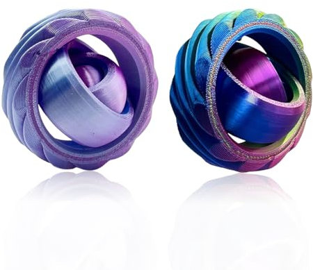 VEOIRXU 2 Pezzi Fidget Hand Spinner Giocattolo, Spinner Giocattolo Stampato in 3D, Sensoriale Fidget Toys, Anti-stress Fidget Toy, per Bambini e Adulti (Arcobaleno e Viola)