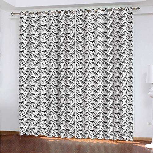 MAYNUO Blickdichte Vorhänge Mit Motiv 3D Dinosaurier Totenkopf Print Kinder Gardinen Ösen Gardine Thermo 280x160 cm Schlafzimmer Kinderzimmer Vorhange Dekoratives Muster, Verdunklungsvorhänge