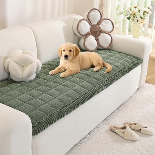 Royhom Dicke Sofa Überzug für Haustiere, Anti-Rutsch Sofabezug 2 3 4 Sitzer, Grün Couch Überzug, Sofaschoner für Wohnzimmer (Sitzer, 90 x 180 cm)