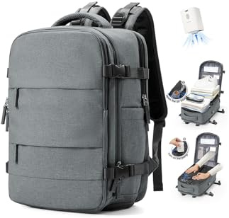 SZLX Großer Reiserucksack Damen,Vakuum Rucksack mit Pumpe Ryanair Handgepäck 40x30x20 Herren, Wizzair Handgepäck 40x30x20 Wasserdichter Tagesrucksack Fit 14 Zoll Laptop mit Schuhfach und Laptopfach