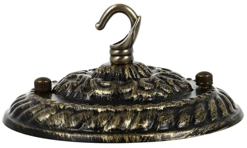 Placca Coprisoffitto Vintage per Lampadario, Supporto Rotondo Decorativo | Acciaio Resistente, Struttura Rigida Anti Deformazione, Finitura Color Caffè, per Bar e Ristoranti