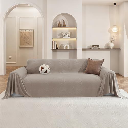 Ystyle Modernes Sommer Sofa Überzug 3 Sitzer, 200x340 cm, Khaki | Leichte Sofa Überwurfdecke, Sofaschoner Rutschfest, Weich Bequem Couch Überzug, Waschbar Couch Decken Überwurf, Sofabezug