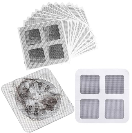 WeddHuis 50 STK. Einweg Selbstklebend Duschabfluss Haarfänger, Flexible Mesh Aufkleber aus Fiberglas gegen Abflussverstopfung für Duschrinne Küche Bad (10 cm x 10 cm)