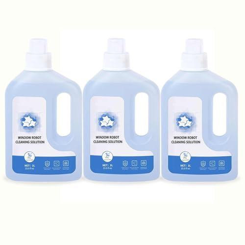 Solución limpiacristales de 1 l compatible con ECOVACS Winbot W1 Pro/W2 Pro Omni/Winbot Mini: líquido limpiador de cristales de alta eficiencia for robots de limpieza de ventanas.(3pcs)