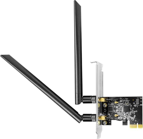 Cudy AC1300 Wireless Dual-Band PCIe WiFi Adapter for PC, 1300Mbps WiFi 5 Speed, 5GHz/2.4GHz, 2 Detachable Antennas, Windows 11/10 Compatible, Includes Standard & Low-Profile Brackets, WE1300