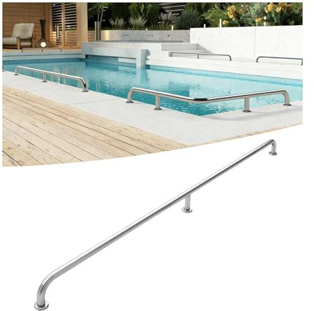LVLDAWA Kit Barandilla Para Pies, Barandilla Seguridad Acero Inoxidable Para Borde Piscina (montaje Suelo) Soportes Para Reposapiés Para Isla Cocina(90cm/35.4in)