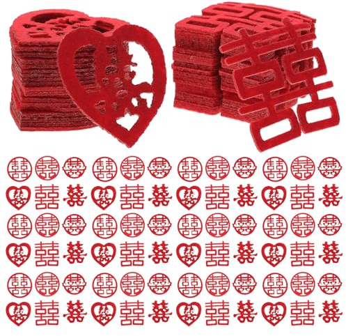 UKCOCO 120 Pezzi Coriandoli Cinesi per Matrimoni Decorativi Non Tessuto, Mini Doppia Felicità 5cm, Decorazioni Nuziali Sparse per Feste, Cerimonie e Ambienti Festivi Stile Stile Casuale