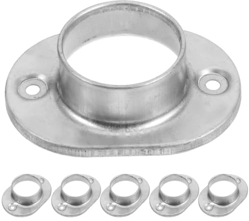 VILLCASE 6 Unidades Base de Poste Redonda de 48 mm de Acero Zincado Soporte para Barandilla de Terraza Placa Base para Tubo Circular para Anclaje de Cercas