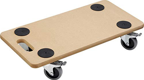 Metafranc Transportroller 590 x 290 mm - 200 kg Tragkraft - MDF-Platte - TPE-Räder / Möbelroller mit Bremse / Transporthilfe für Umzug / Rollwagen für Möbel-Transport / Kistenroller aus Holz / 821390 Natur