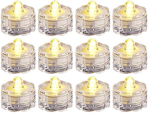 com-four® 12x Wasserdichtes LED Teelicht, LED Lampe in gelb für Badewanne | Pool und Teich - LED Stimmungslicht für Party und Hochzeit