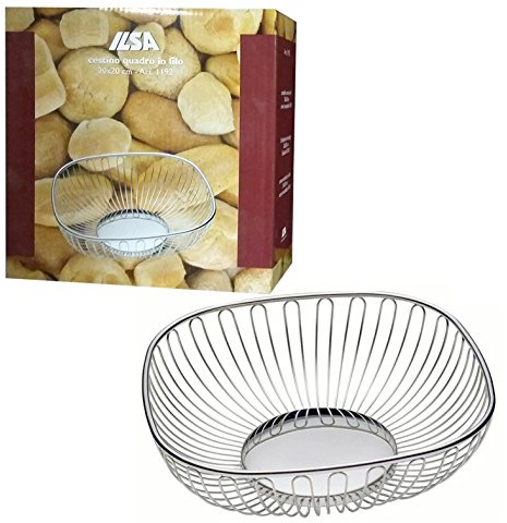 ILSA Cestino Porta Pane Quadrato 20cm in Acciaio Inox cestello