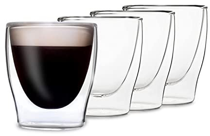 DUOS® Juego de Vasos de Café de Doble Pared (4 x 80 ml) - Para Té, Capuchino, Latte Macchiato - Vasos Térmicos
