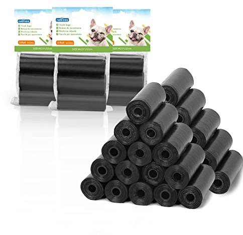 Nobleza - Bolsa de excrementos para perros y bolsas biodegradables para excrementos de perro. 1080 bolsas de excremento caninas, 72 rollos, color negro.