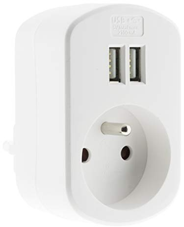 Zenitech - Prise 16A 2P+T + 2 Ports USB 3,4A - Blanc