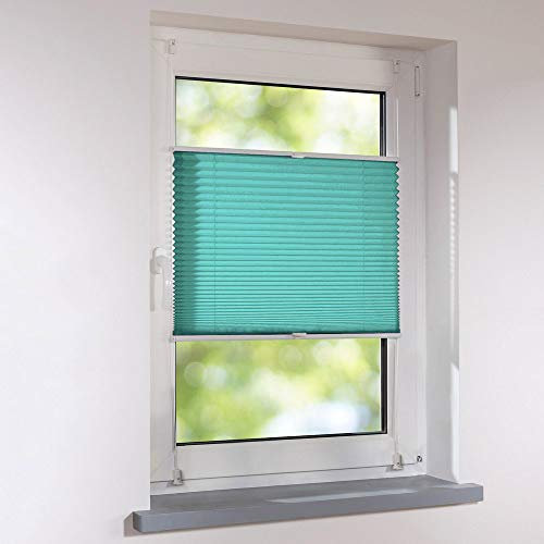 Plissee Klemmfix Faltstore UNIVERSAL Faltrollo ohne Bohren - 45 x 200 cm - türkis
