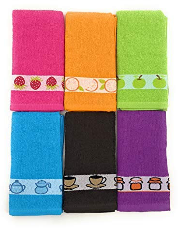 Energy Colors Textil Hogar - Original - Paños de Cocina Rizo Extra Absorbentes Gran Tamaño 50 x 50 cm (Frutas, 6)