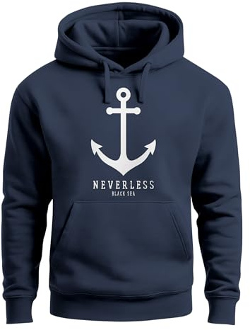 Neverless® Hoodie Herren Anker Nautical Sailor Segeln Kapuzen-Pullover Männer