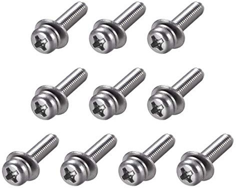 M4 x 20 mm Edelstahl Phillips mit Zylinderkopfschrauben kombinierbar mit Federring und flachen Unterlegscheiben, 10 Stück