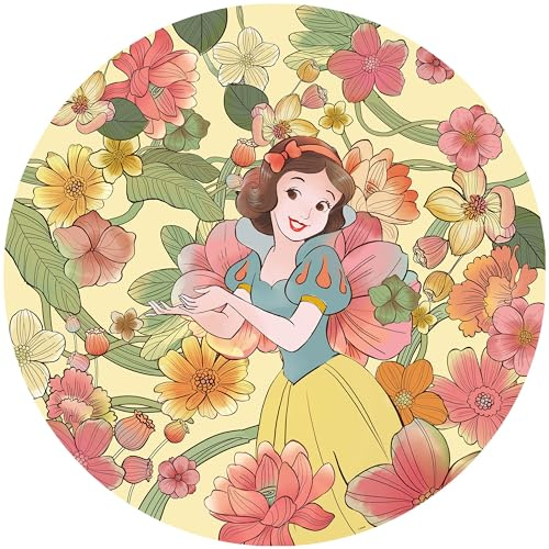 Disney Komar DOT runde und selbstklebende Vlies Fototapete Snow White Endless Summer - Ø Durchmesser 125 cm - 1 Stück - Tapete, Kinderzimmer, Mädchen - DD1-005