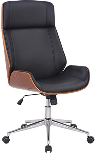 CLP Silla de Oficina ergonómica con reposabrazos Varel, Silla de Escritorio con Moderna Estructura giratoria y Regulable en Altura, Color:Nuez/Negro