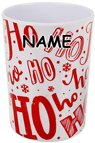 alles-meine.de GmbH 2 Stück Trinkbecher/Zahnputzbecher/Malbecher - Becher Weihnachten - Ho Ho inkl. Name - 350 ml - mehrweg - Trinkglas aus Melamin - Kunststoff Plastik..