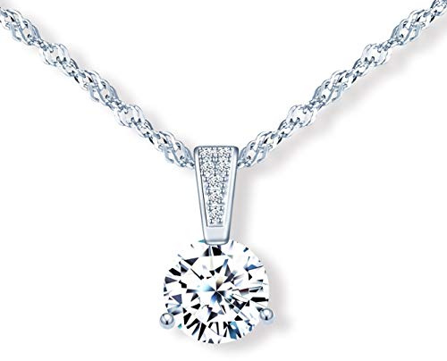 MicLee Damen Halskette 925 Sterling Silber Zirkonia Anhänger Kette mit Geschenkbeutel Super Geschenk für Paar Pärchen Mutter Tochter