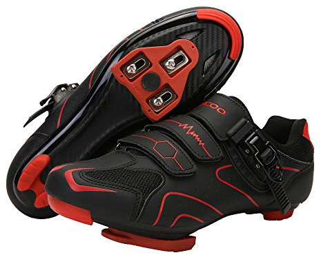 Unisex Cycling Shoes Compatible with pelaton Indoor Road Bike Riding Shoes for Men and Women Delta Cleats Clip Outdoor Pedal, (Black-red, M11)