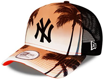 New Era New York Yankees MLB Summer City Orange A-Frame Adjustable Trucker Cap - One-Size