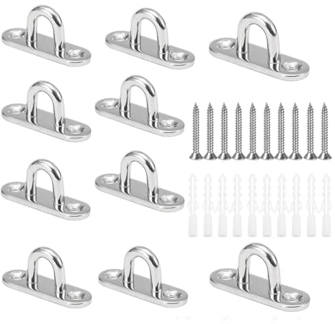 CYUaoao Augplatte Edelstahl M5 mit Ösen Deckenhaken Augplatte Befestigungshaken Decksplatte Wandhalterung Klemmhaken Silber für Hängematte Vogelkäfig Schiffsverankerung