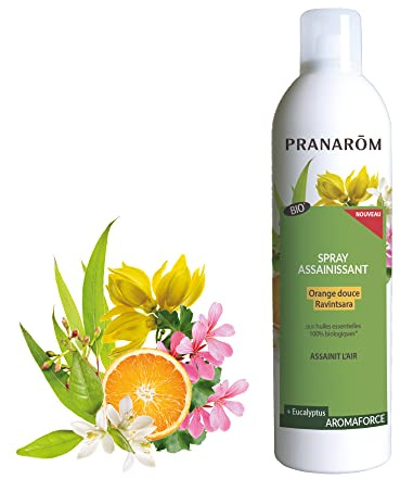 Pranarôm Aromaforce Bio Reinigungsspray, 400 ml | Reinigt die Luft mit ätherischen Ölen von Süßorange und Ravintsara. Zitrusduft, alle Räume