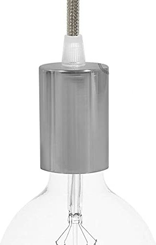 Kit portalampada E27 cilindrico in Metallo. Colori: Bianco, nero e cromato (Cromato)