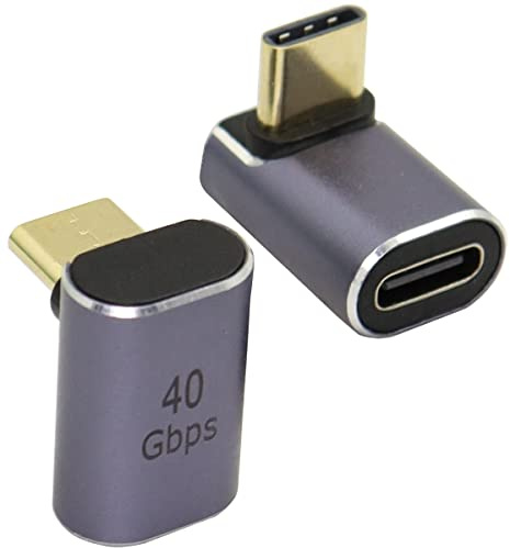 QIANRENON 40 Gbit/s USB C 90 ° Winkel Adapter USB 4.0 Type C Buchse auf Stecker rechtwinklig Koppler Datenübertragung 100 W Aufladen Type C OTG für Laptop Tablet Handy 2 Stück
