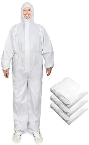 SYINE 3 Pack X-Large Disposable Protective Coverall Suit with Hood,Painters Coveralls,SF Material for Spray Painting Cleaning Work